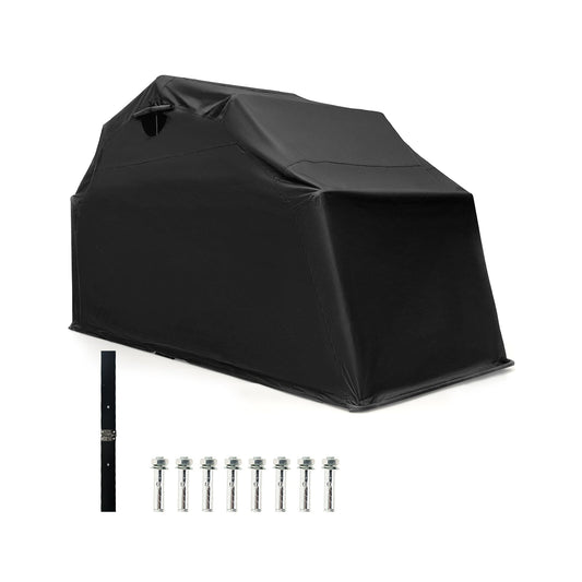 Outdoor motorcycle shelter with black waterproof cover and mounting hardware GemGear on Tampa Home & Garden Store