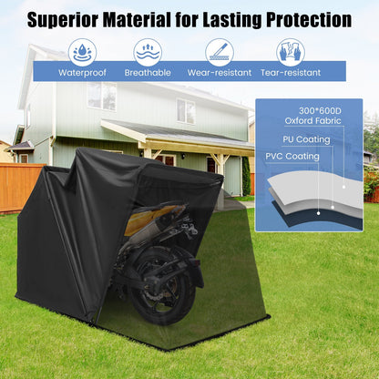GemGear black outdoor motorcycle shelter with cover, waterproof motorbike storage tent on Tampa Home & Garden Store