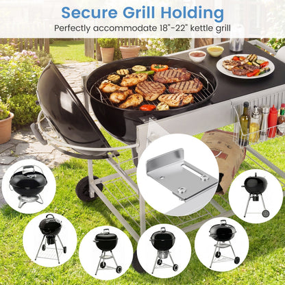 Outdoor movable grill table for 18/22 inch Weber Original Kettle on a wheeled GemGear cart on Tampa Home & Garden Store
