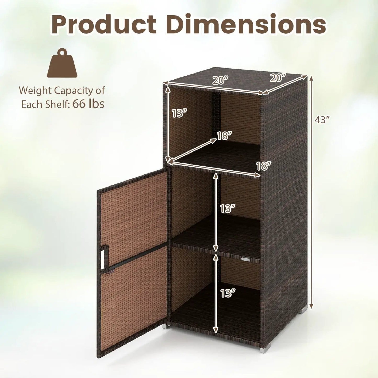 PE Wicker Storage Cabinet with Door and Shelf