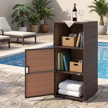 PE Wicker Storage Cabinet with Door and Shelf
