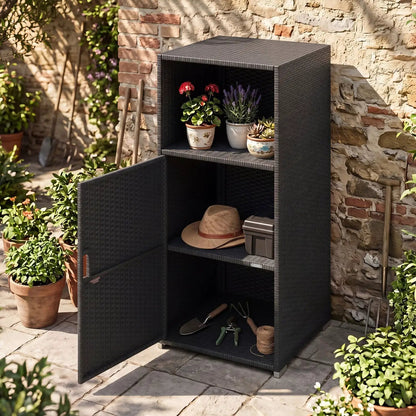PE Wicker Storage Cabinet with Door and Shelf