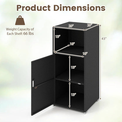 PE Wicker Storage Cabinet with Door and Shelf
