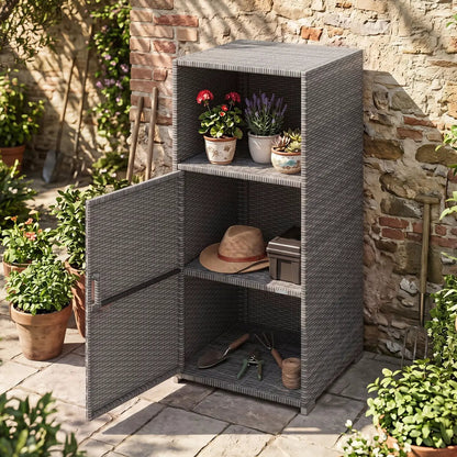 PE Wicker Storage Cabinet with Door and Shelf