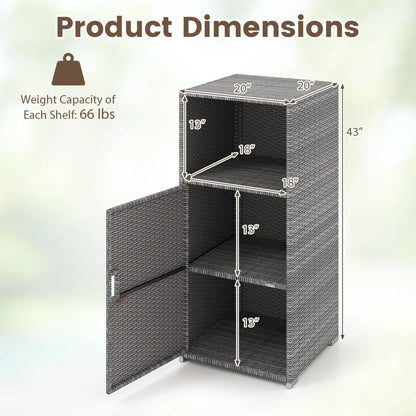 PE Wicker Storage Cabinet with Door and Shelf
