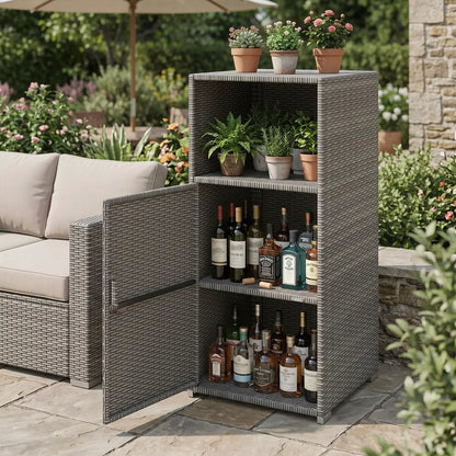 PE Wicker Storage Cabinet with Door and Shelf