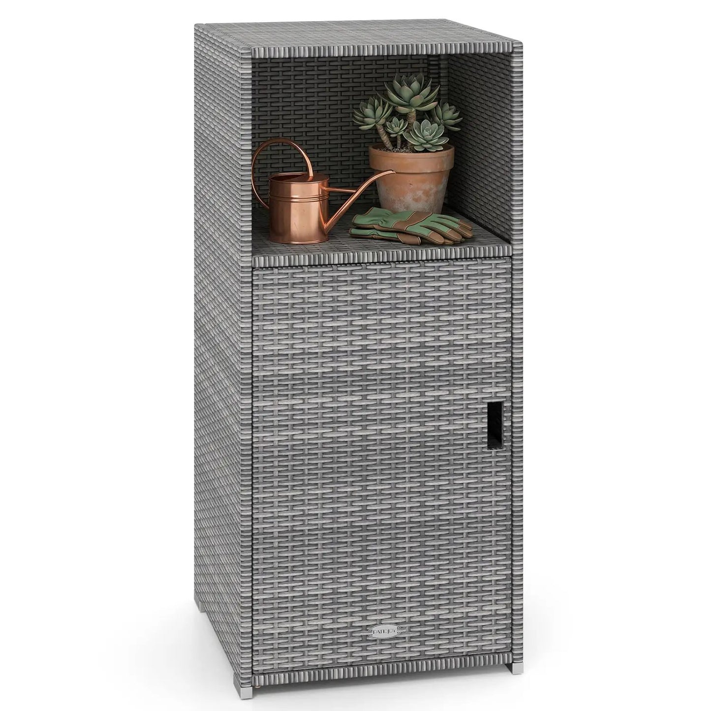 PE Wicker Storage Cabinet with Door and Shelf