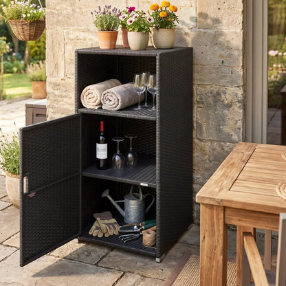 PE Wicker Storage Cabinet with Door and Shelf
