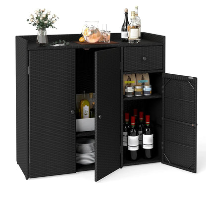 Outdoor Storage Cabinet With 3 Doors and Shelves