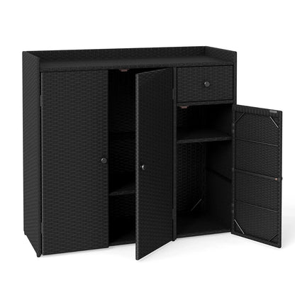 Outdoor Storage Cabinet With 3 Doors and Shelves