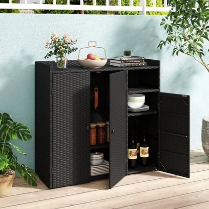 Outdoor Storage Cabinet With 3 Doors and Shelves
