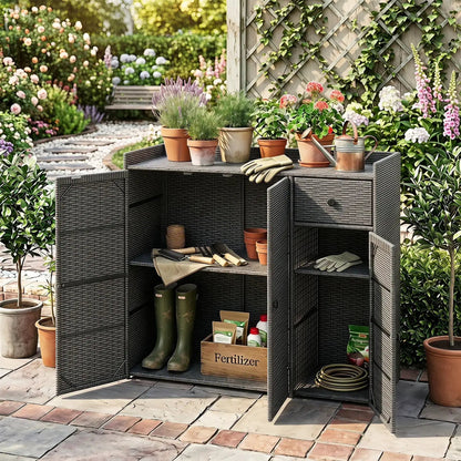 Outdoor Storage Cabinet With 3 Doors and Shelves