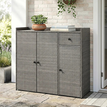 Outdoor Storage Cabinet With 3 Doors and Shelves