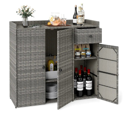 Outdoor Storage Cabinet With 3 Doors and Shelves