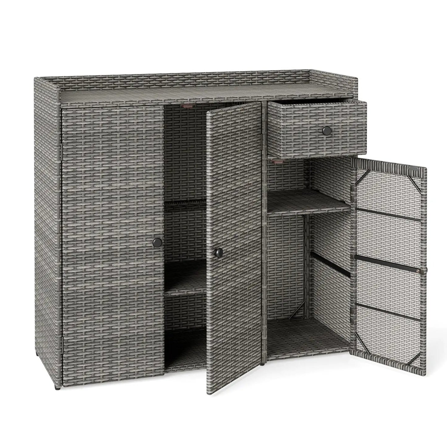 Outdoor Storage Cabinet With 3 Doors and Shelves