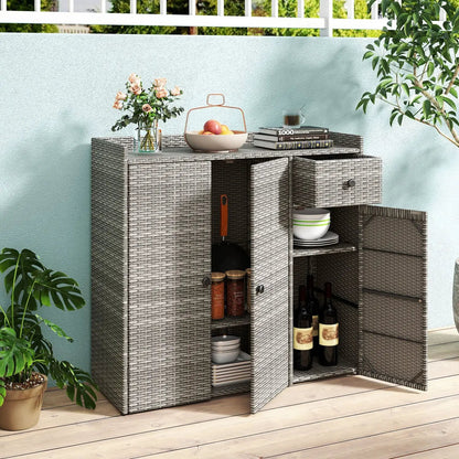 Outdoor Storage Cabinet With 3 Doors and Shelves