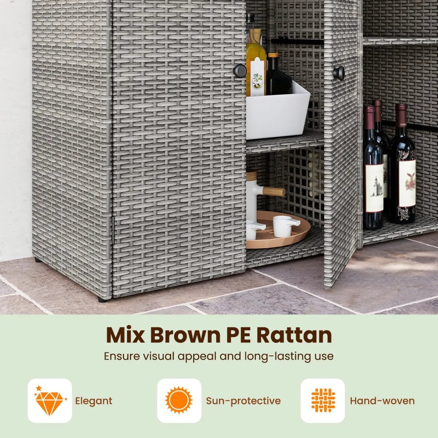 Outdoor Storage Cabinet With 3 Doors and Shelves