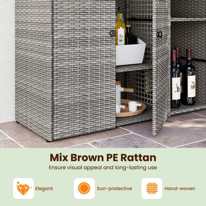 Outdoor Storage Cabinet With 3 Doors and Shelves