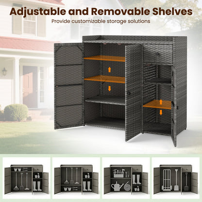 Outdoor Storage Cabinet With 3 Doors and Shelves