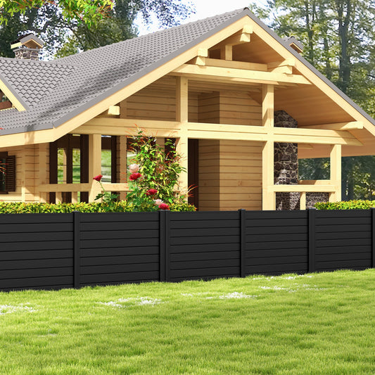 Outdoor PVC Air Conditioner Fence with 20 Inch Long Stakes-Black - Tampa Home & Garden Store