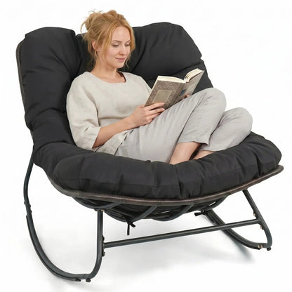 Papasan Rocking Chair with Thick Cushion Outdoor