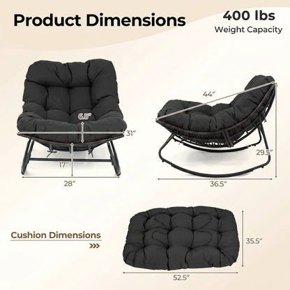 Papasan Rocking Chair with Thick Cushion Outdoor