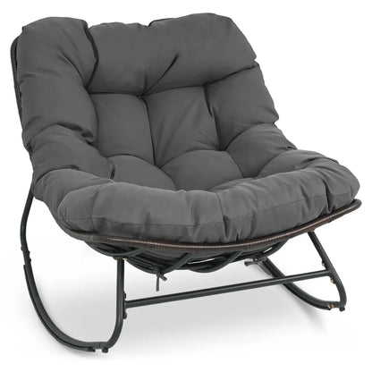 Papasan Rocking Chair with Thick Cushion Outdoor