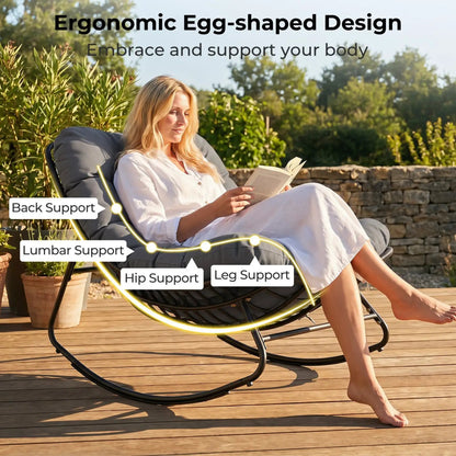 Papasan Rocking Chair with Thick Cushion Outdoor