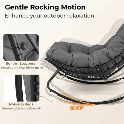 Papasan Rocking Chair with Thick Cushion Outdoor