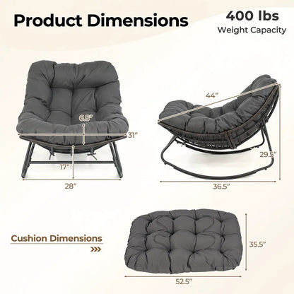 Papasan Rocking Chair with Thick Cushion Outdoor