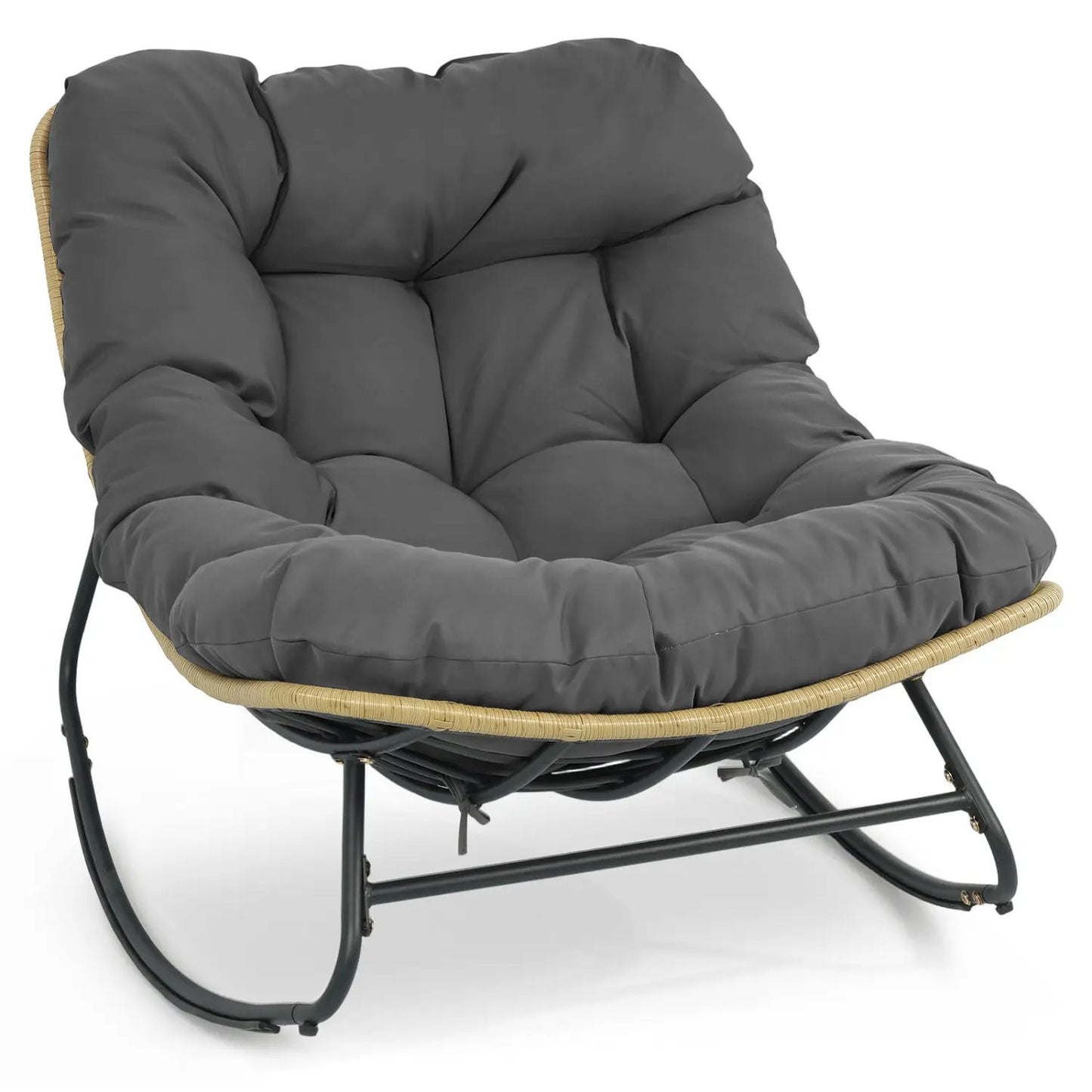 Papasan Rocking Chair with Cushioned Seat