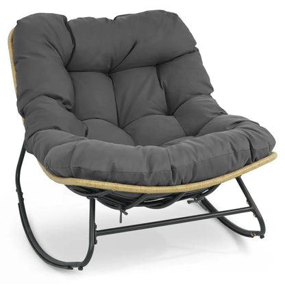 Papasan Rocking Chair with Cushioned Seat