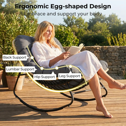 Papasan Rocking Chair with Cushioned Seat