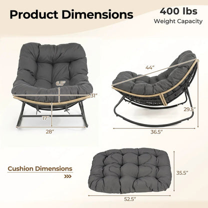 Papasan Rocking Chair with Cushioned Seat