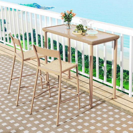 Outdoor Patio Bar Table Heavy Duty Rectangle Metal Frame-Brown - Tampa Home & Garden Store