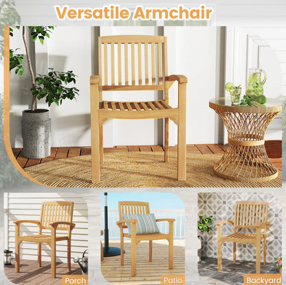 Silla de patio exterior con asiento de listones y asiento curvado