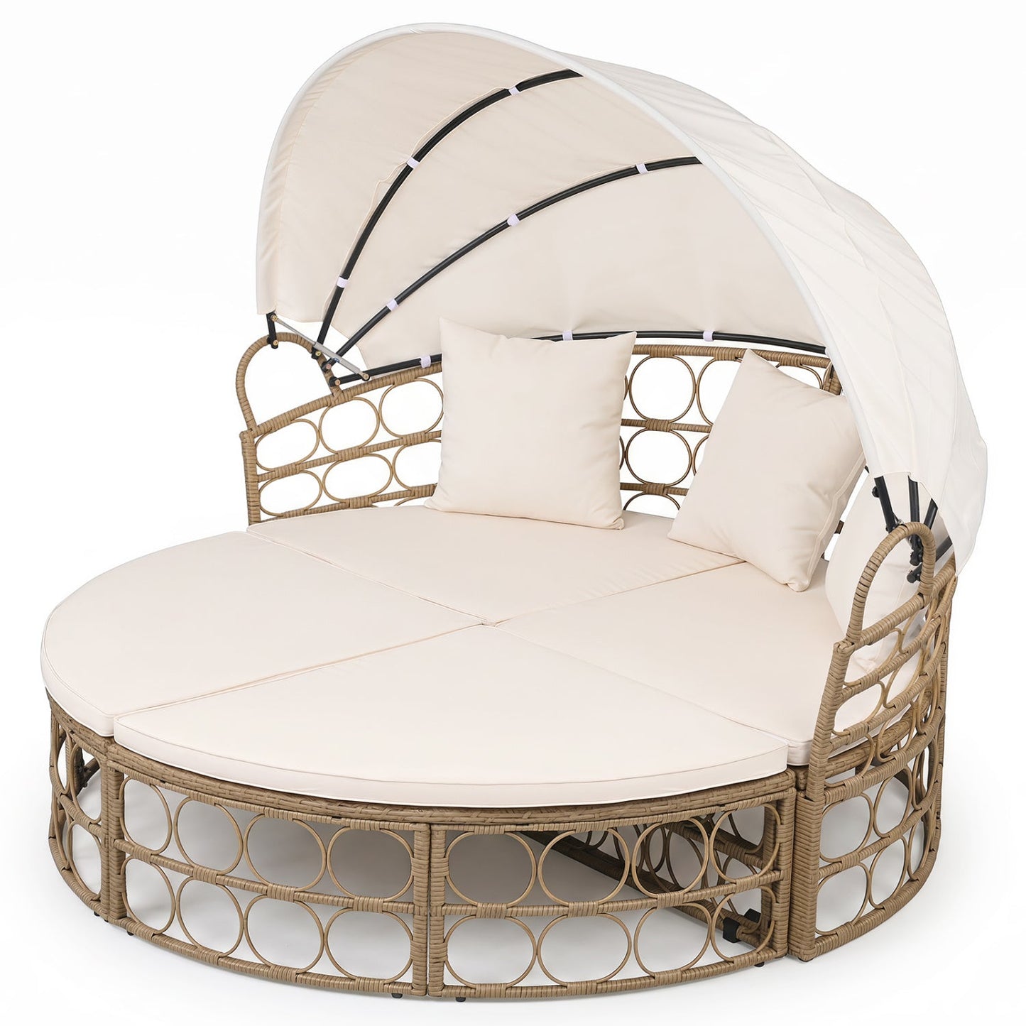 Outdoor Daybed with Retractable Canopy Cushions