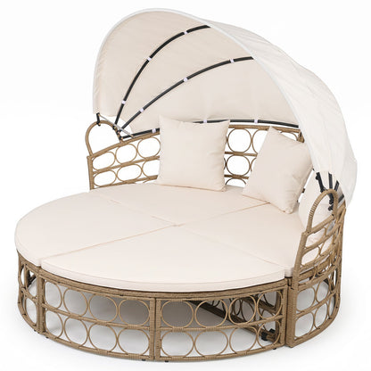 Outdoor Daybed with Retractable Canopy Cushions