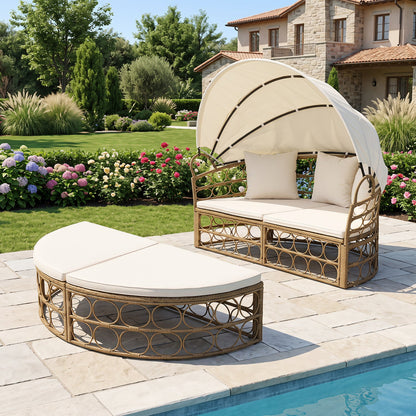 Outdoor Daybed with Retractable Canopy Cushions