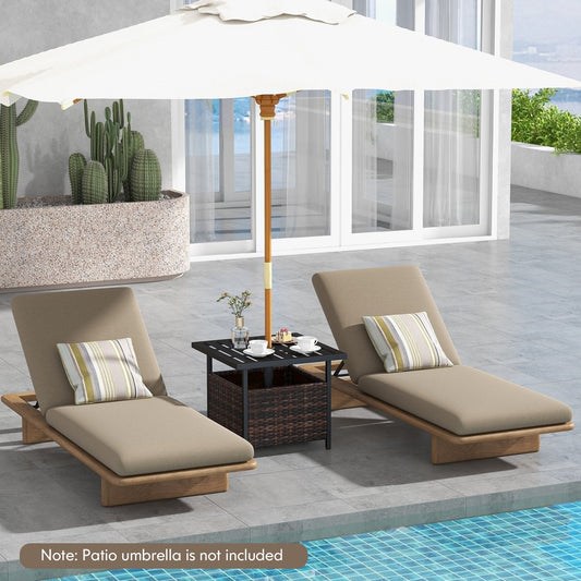Outdoor Patio Rattan Wicker Steel Side Deck Table-Brown - Tampa Home & Garden Store