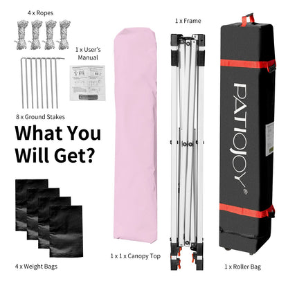 6.6 x 6.6 Feet Outdoor Pop-up Canopy Tent with Roller Bag-Pink