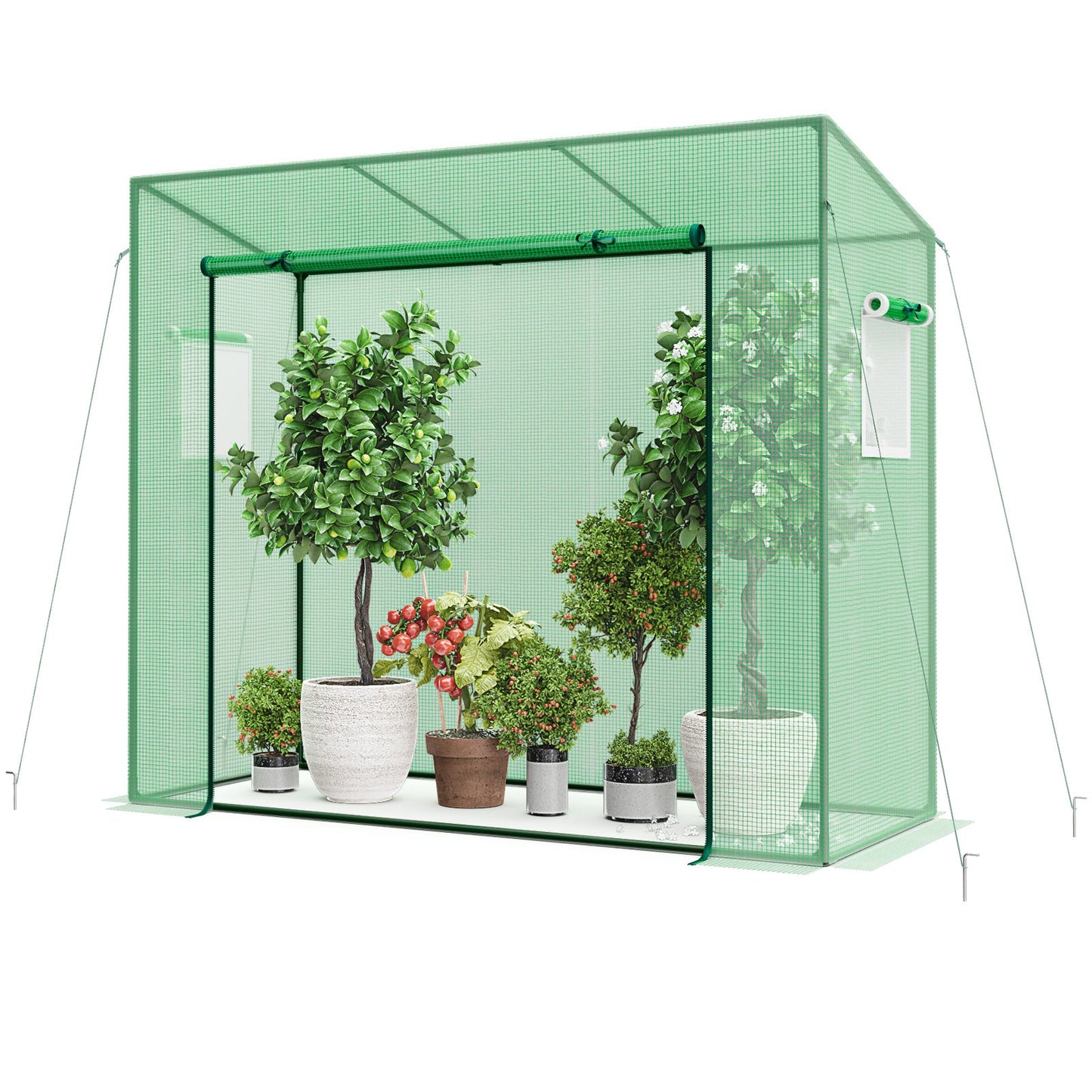 Invernadero portátil exterior con cubierta de PE, estructura metálica resistente y puerta enrollable con cremallera