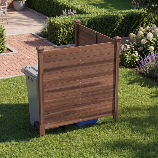 Outdoor privacy fence screen for AC units brown wood DirectDeals 2-panel rolling enclosure on Tampa Home & Garden Store