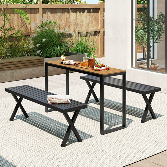 Mesa Consola Rectangular para Exteriores con Tablero de WPC de Larga Duración