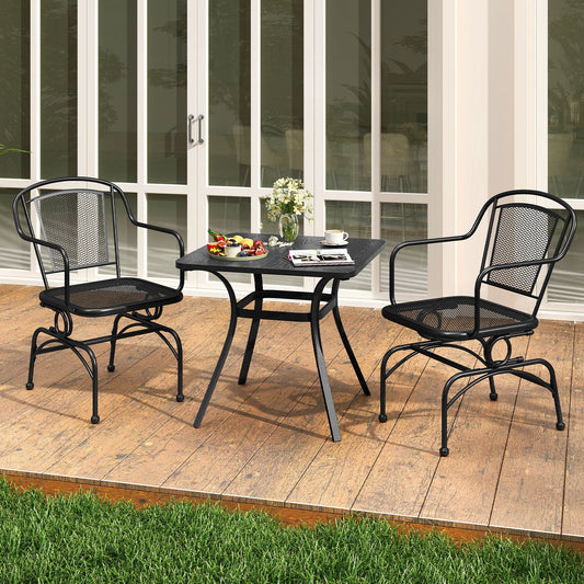 Outdoor Rocking Chair Set of 2 with Mesh Backrest and Seat for Yard-Black - Tampa Home & Garden Store