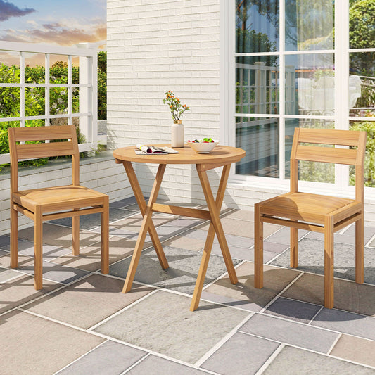 Outdoor Side Table with Slatted Tabletop and X-Shaped Structure - Tampa Home & Garden Store