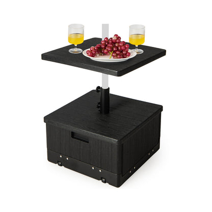 Base de sombrilla rellenable para exteriores de 175 libras con bandeja de mesa - Marrón