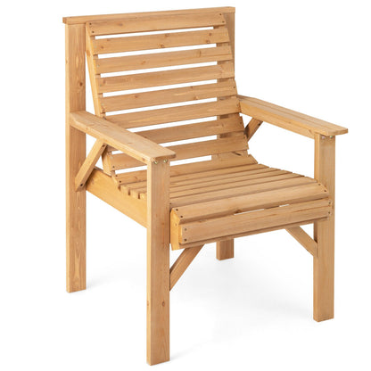 Silla de exterior de madera maciza de abeto con respaldo inclinado