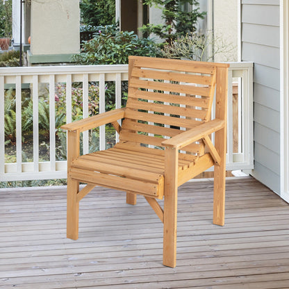 Silla de exterior de madera maciza de abeto con respaldo inclinado