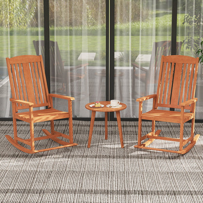 Mecedora de exterior de madera maciza con respaldo alto y asiento de listones
